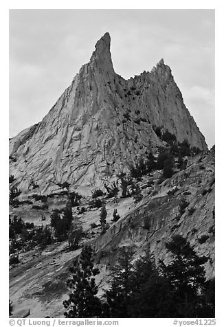 Spires on Cathedral Peak at sunset. Yosemite National Park, California, USA.