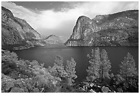 Hetch Hetchy reservoir in the summer. Yosemite National Park ( black and white)