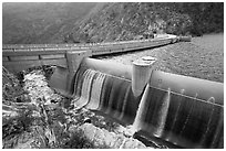 Overflow channel,  O'Shaughnessy Dam. Yosemite National Park, California, USA. (black and white)