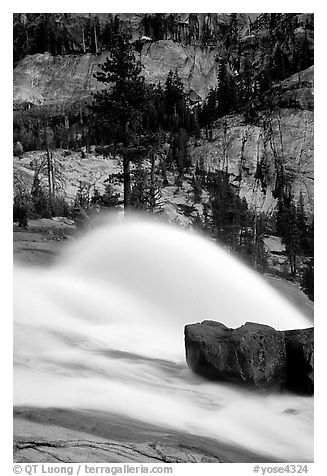 Waterwheel at dusk, Waterwheel falls. Yosemite National Park (black and white)