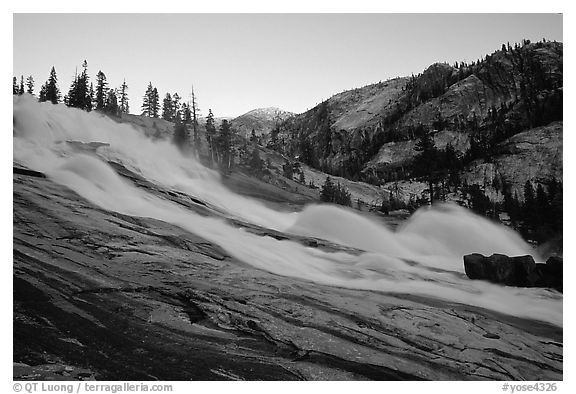 Waterwheel Falls, sunset. Yosemite National Park (black and white)