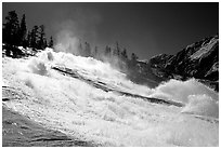 Turbulent waters of Waterwheel Falls in early summer. Yosemite National Park, California, USA. (black and white)