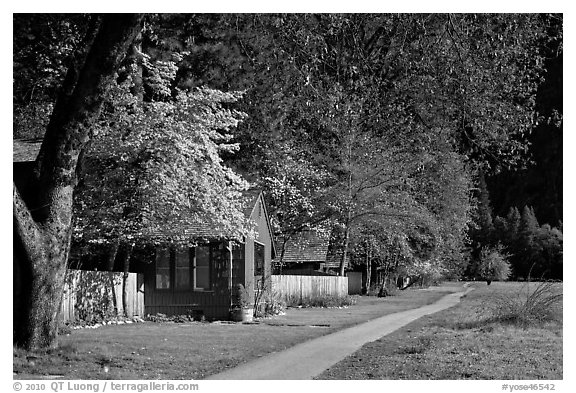 Employee housing in the spring. Yosemite National Park (black and white)