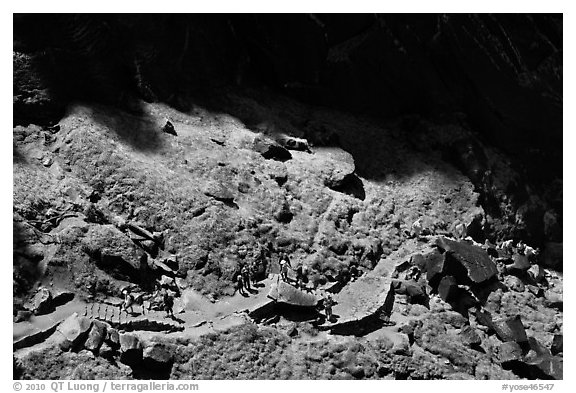 Mist Trail from above. Yosemite National Park (black and white)