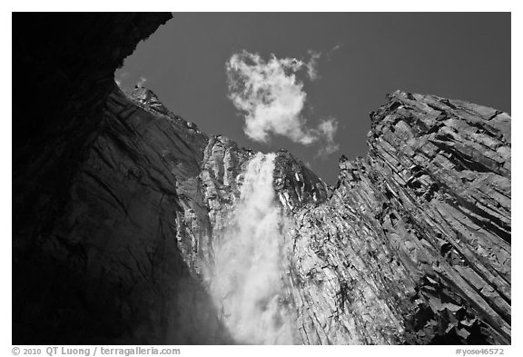 Ribbon Fall. Yosemite National Park (black and white)