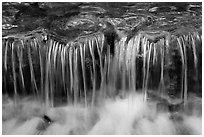 Cascading water, Fern Spring. Yosemite National Park, California, USA. (black and white)