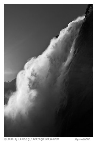 Upper Yosemite Fall from Fern Ledge. Yosemite National Park (black and white)