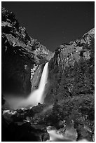 Lower Yosemite Fall with moonbow. Yosemite National Park ( black and white)