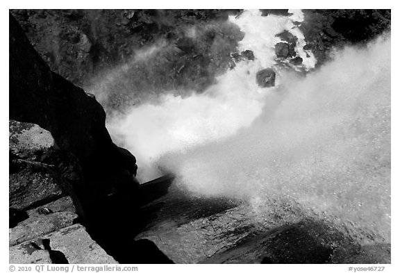 Vernal Fall and rainbow from the brinks. Yosemite National Park (black and white)