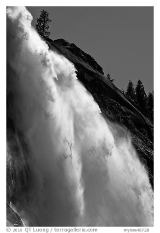 Backlit Nevada Fall. Yosemite National Park (black and white)