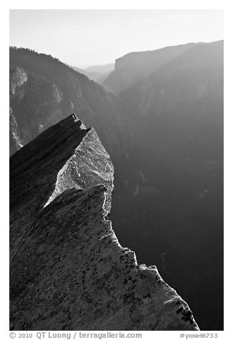 Diving Board and Yosemite Valley, late afternoon. Yosemite National Park (black and white)