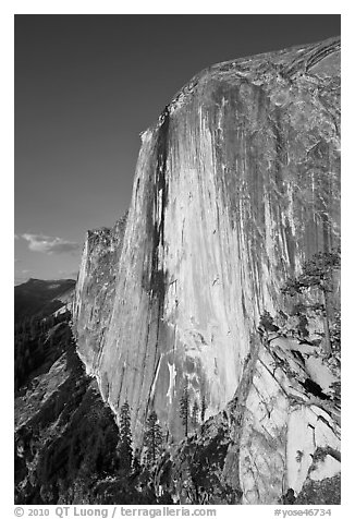 Face of Half-Dome seen from the Diving Board. Yosemite National Park (black and white)