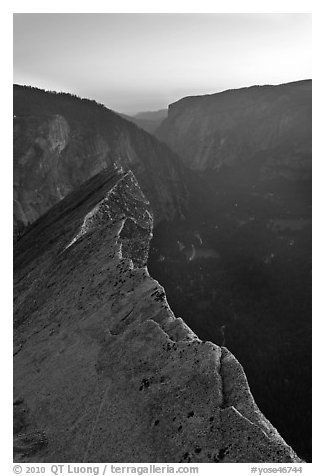 Diving Board and Yosemite Valley at sunset. Yosemite National Park (black and white)