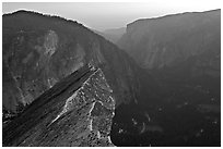 Diving Board, Glacier Point, and Yosemite Valley, sunset. Yosemite National Park ( black and white)