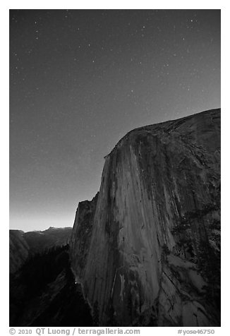 Face of Half-Dome by night. Yosemite National Park (black and white)