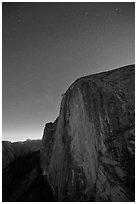 Face of Half-Dome by night. Yosemite National Park, California, USA. (black and white)