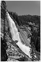 Nevada Falls and cliff. Yosemite National Park, California, USA. (black and white)