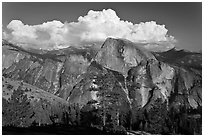 Half-Dome and cloud. Yosemite National Park, California, USA. (black and white)