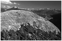 North Dome and Clark Range. Yosemite National Park, California, USA. (black and white)