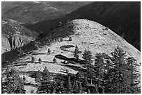 Granite exfoliation North Dome. Yosemite National Park, California, USA. (black and white)