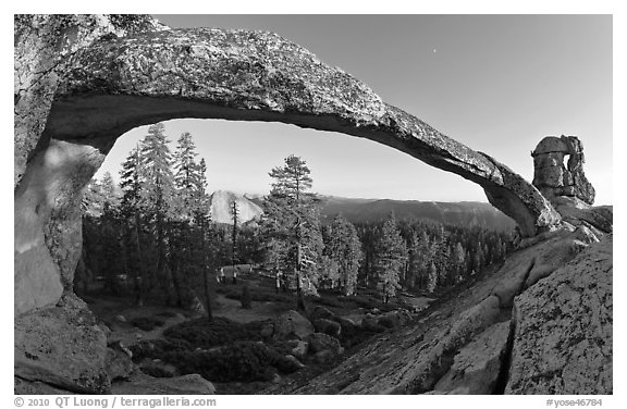 Half-Dome seen through Indian Arch. Yosemite National Park, California, USA.