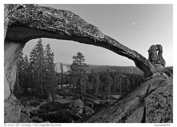 Indian Arch and Half-Dome at dusk. Yosemite National Park, California, USA.