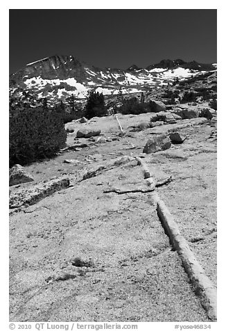 Slabs and Lyell Peak in distance. Yosemite National Park (black and white)