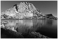 Fletcher Peak rising above Fletcher Lake. Yosemite National Park ( black and white)