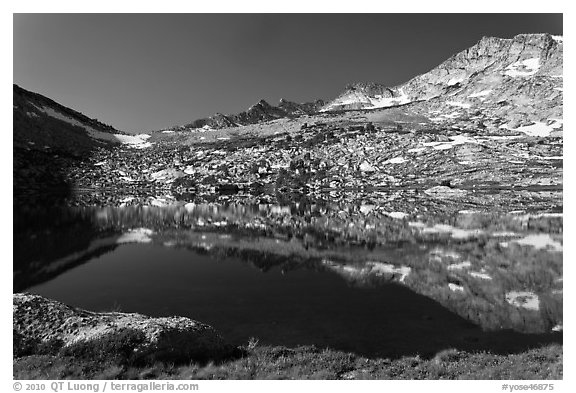 Alpine lake and peak, Vogelsang. Yosemite National Park (black and white)