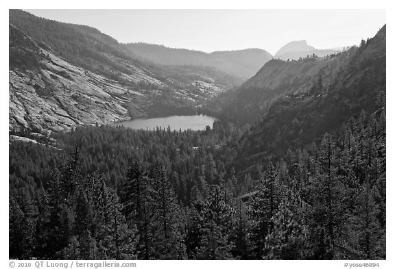 Merced Lake from above. Yosemite National Park (black and white)