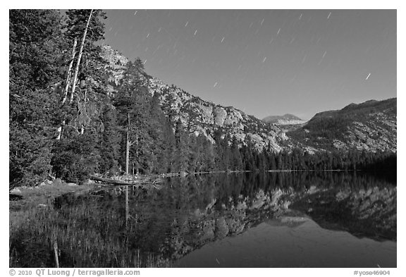 Merced Lake by moonlight. Yosemite National Park (black and white)