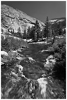 Merced River, Upper Merced River Canyon. Yosemite National Park, California, USA. (black and white)