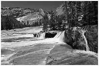 Cascade, Upper Merced River Canyon. Yosemite National Park, California, USA. (black and white)