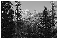 Matthews Crest from Cathedral Fork, dusk. Yosemite National Park ( black and white)