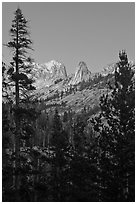 Spires of Matthews Crest at dusk. Yosemite National Park ( black and white)