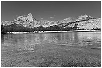 Lower Cathedral Lake and Cathedral range. Yosemite National Park ( black and white)