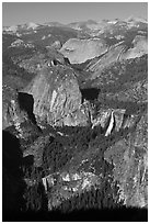 Merced River drainage with Nevada and Vernal Falls. Yosemite National Park ( black and white)