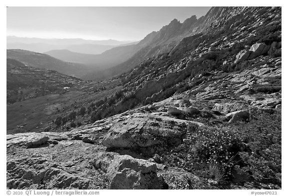 McCabe Creek from McCabe Pass, late afternoon. Yosemite National Park, California, USA.