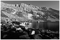 North Peak above Upper McCabe Lake, late afternoon. Yosemite National Park ( black and white)