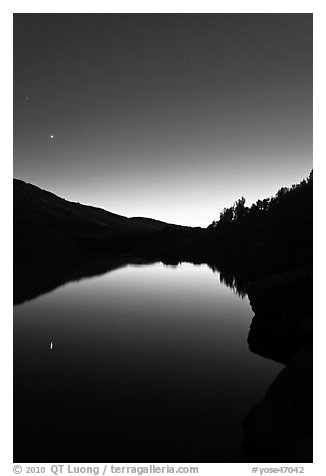 Upper McCabe Lake, sunset. Yosemite National Park (black and white)