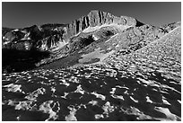 Snow field and North Peak, morning. Yosemite National Park ( black and white)