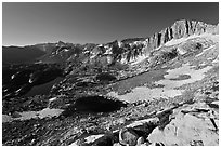 Twenty Lakes Basin and North Peak. Yosemite National Park, California, USA. (black and white)