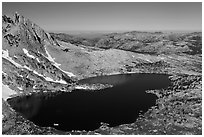 Upper McCabe Lake from above. Yosemite National Park ( black and white)