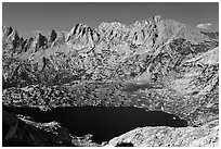 Shepherd Crest and Upper McCabe Lake from above. Yosemite National Park ( black and white)