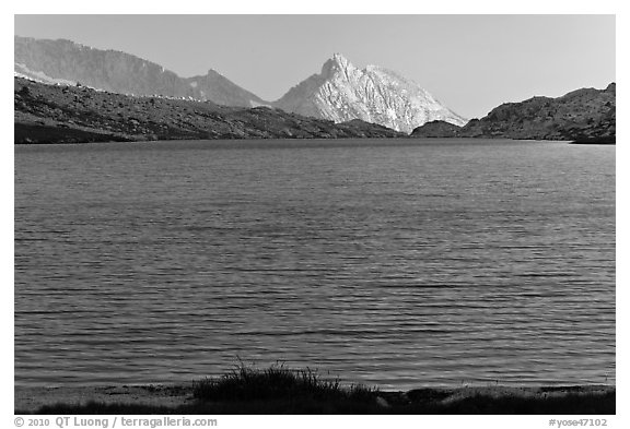 Roosevelt Lake and Ragged Peak. Yosemite National Park (black and white)