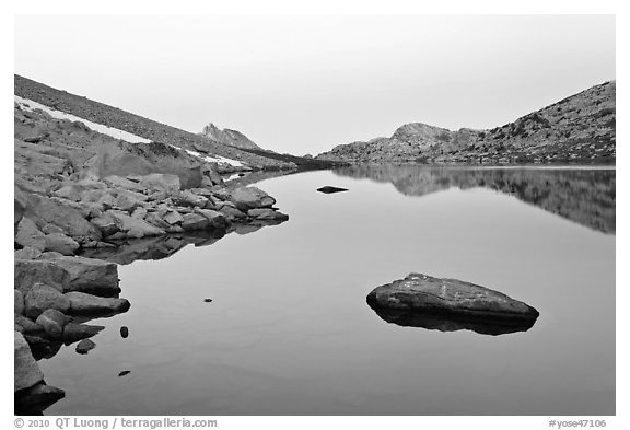 Roosevelt Lake at dawn. Yosemite National Park (black and white)