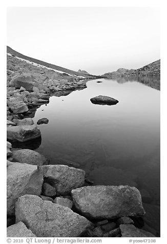 Alpine lake at dawn. Yosemite National Park (black and white)