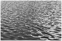 Lit mountain reflected in ripples, Roosevelt Lake. Yosemite National Park ( black and white)