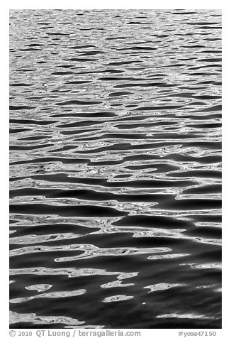 Water abstract with ripples and reflection. Yosemite National Park (black and white)
