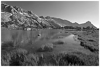 Upper Young Lake and Ragged Peak range. Yosemite National Park ( black and white)